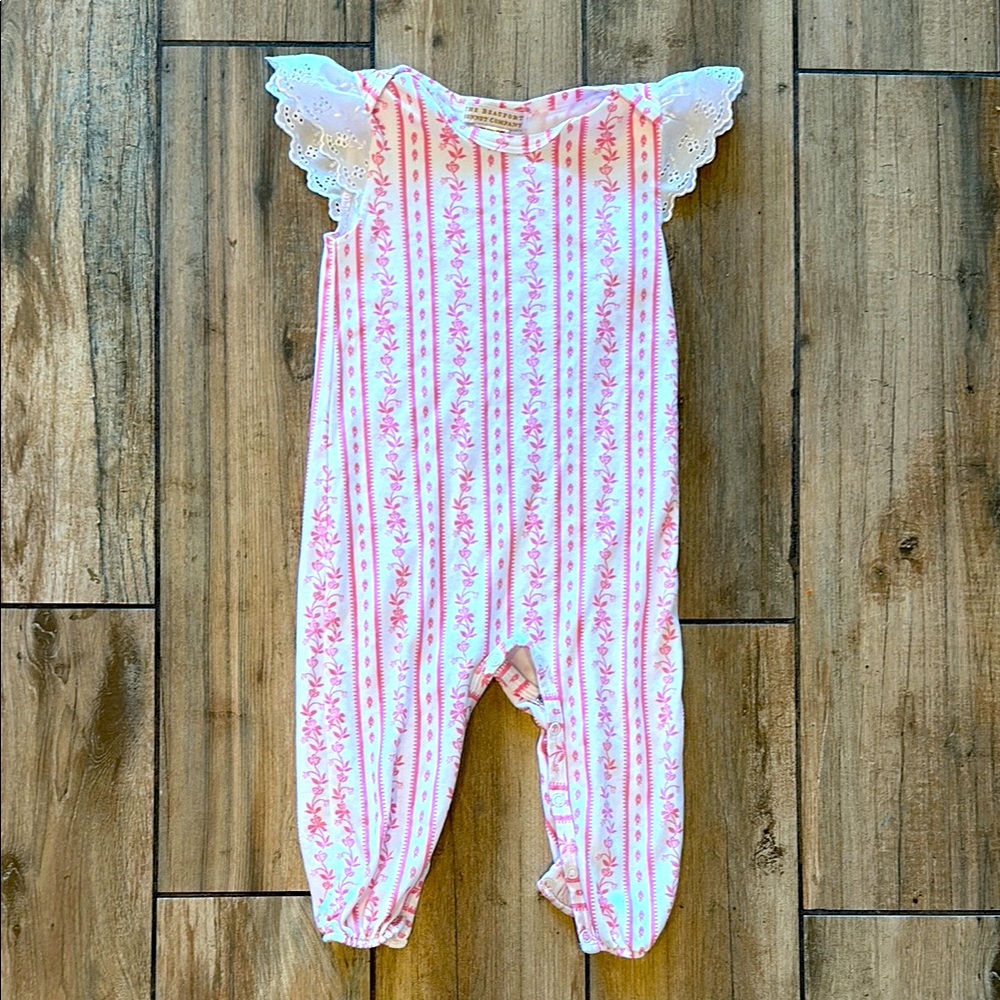 Pink and White Floral Baby Romper